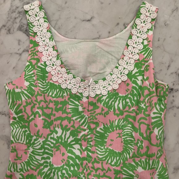 Like new! Lilly Pulitzer Liz Sunnyside Lions Print Green & Pink Shift Dr… - Picture 9 of 14